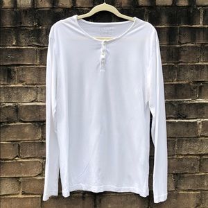 Forever 21 White Long Sleeve Henley